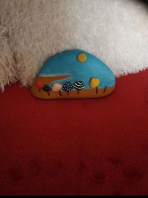 Decorative beach stone hand-painted