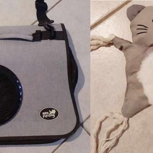 Pet carrier bag used with dog toy