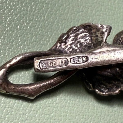 Vintage handmade silver 800 brooch like new, rose design