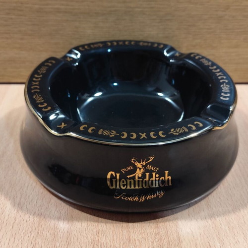 Glenfiddich Scotch Whisky Ceramic Ashtray used, vintage promotional