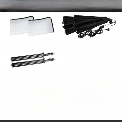 Studio light set with softbox, tripods, carrying bag, like new