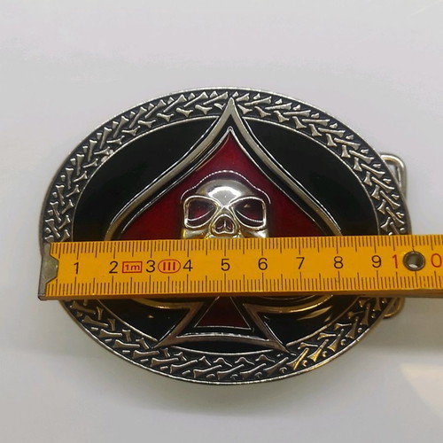 Vintage συλλεκτική πόρπη ζώνης Ace of Spades με ανάγλυφη νεκροκεφαλή σαν καινούργια