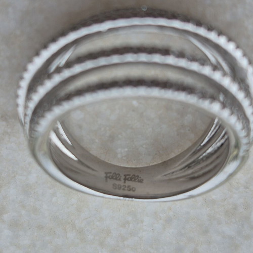 Folli Follie silver ring with zircon, like new, size 18mm