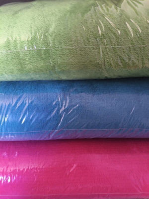 Fleece blankets set of 3 in green, blue, and fuchsia, like new