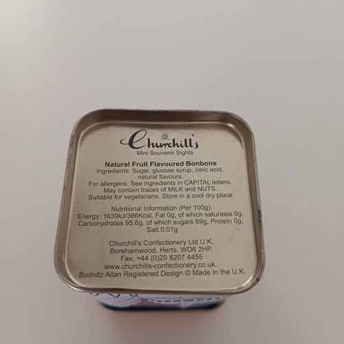 Churchill's London metal souvenir box with Union Jack design