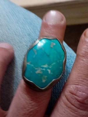 Silver 925 ring with Murano stone like new, turquoise
