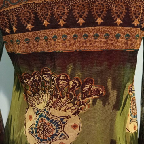 Romantic boho transparent blouse like new, brown and green