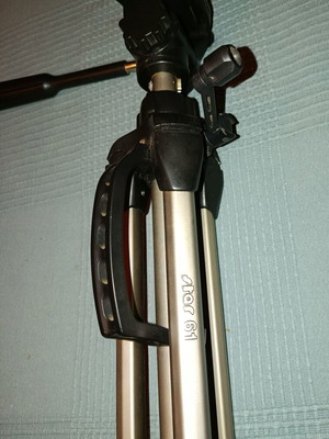Folding photographic tripod used