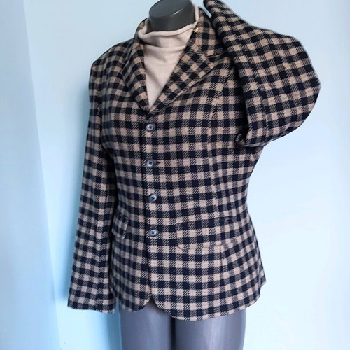 Jackpot by Carly Gry vintage wool women's blazer, checked pattern