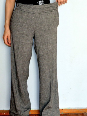 Marks & Spencer Grey Italian Fabric Wide Leg Trousers Size 12 Medium Like New