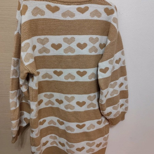 Turtleneck blouse dress new, one size, beige and brown