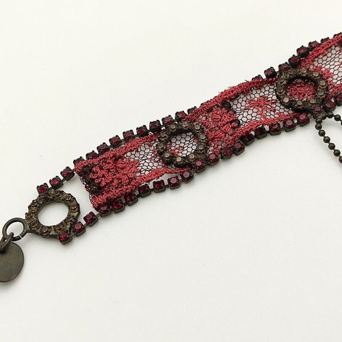 Lace Bracelet with Swarovski like new, red (Dimitriadis)