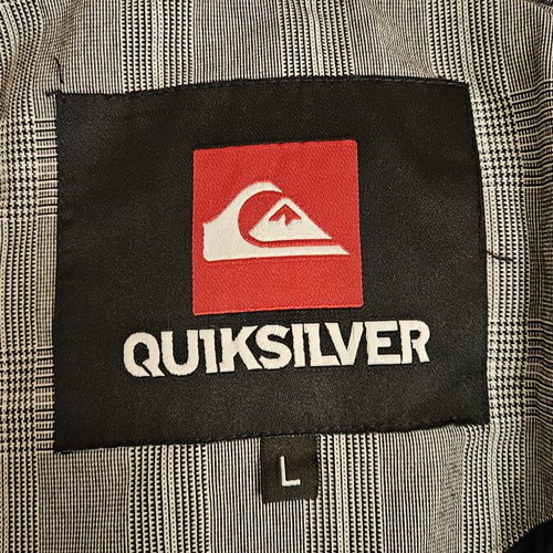 Quiksilver men's grey checkered winter jacket with removable hood