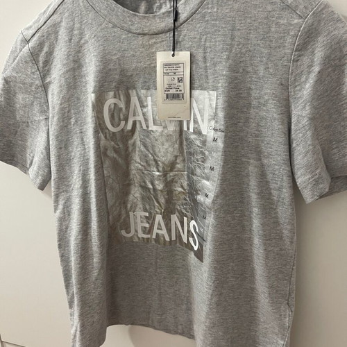 Calvin Klein grey T-shirt with silver logo new with tags size M