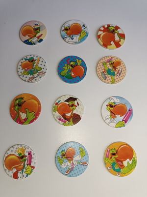 90s Melody Pops Cool Caps (Tazos) Used, Set of 12