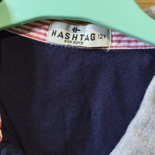 Hashtag Polo Shirt Blue Like New, 12 Years