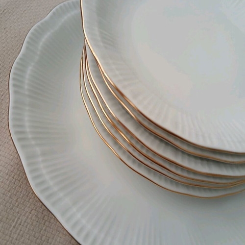 Vintage white porcelain dessert set, 7 pieces, Studio Collection by Family