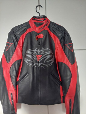 Dainese leather jacket used, black with red, size 50
