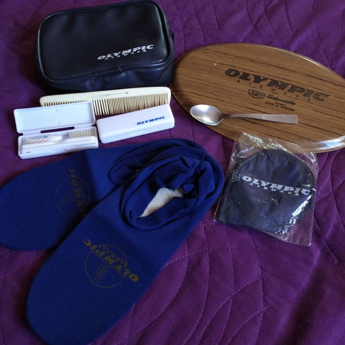 Olympic Airways toiletry set new with tray and spoon