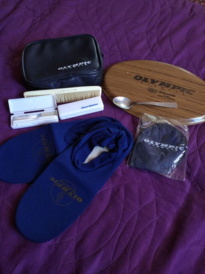 Olympic Airways toiletry set new with tray and spoon
