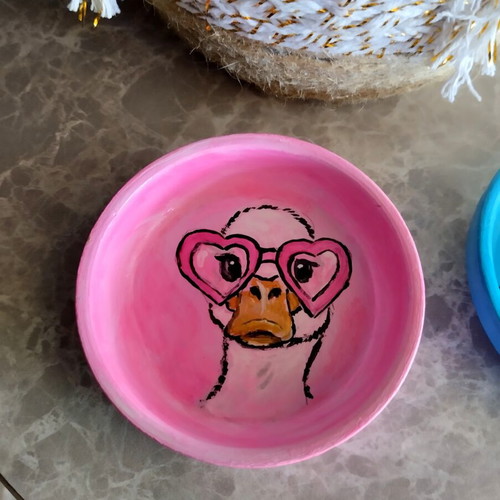 Two Small Handmade Clay Jewelry Dishes Like New