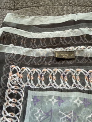 Μεταξωτό φουλάρι Louis Vuitton καινούργιο, μαύρο και μπλε, 170x70 εκ.