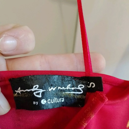 Andy Warhol red dress like new with orange and silver designs