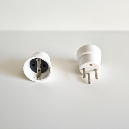 Set of 2 plug adapters from Schuko (Greece) to Type III D (Israel)