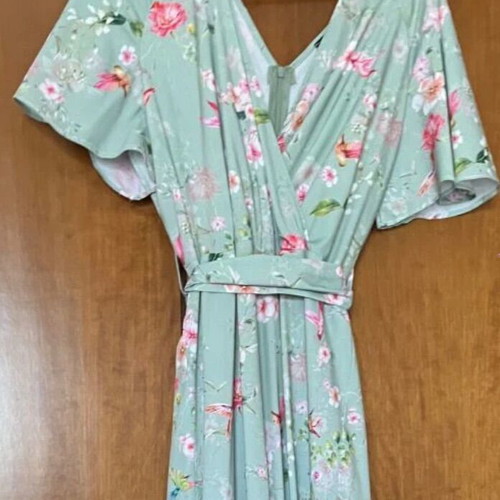 Forel maxi wrap dress like new, colorful green, sizes S-M