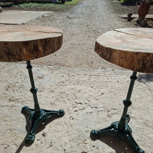 Handmade garden table pine wood with cast iron base new