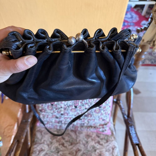 Vintage Liberty leather handbag black, used, pouch design