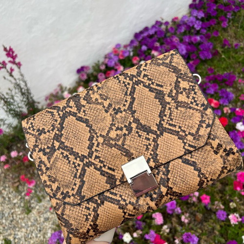 Zara snake print shoulder crossbody bag like new with silver chain