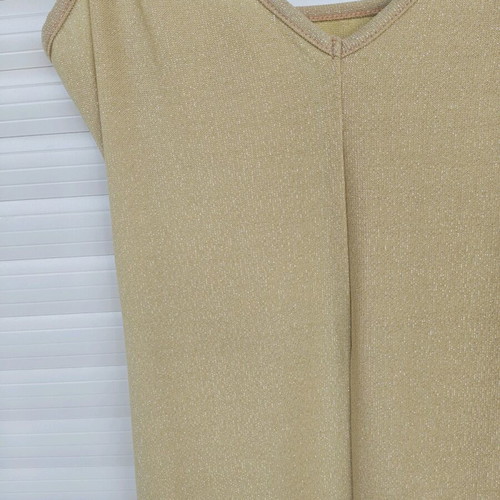 Gold dress like new with high slit, sexy for evening wear