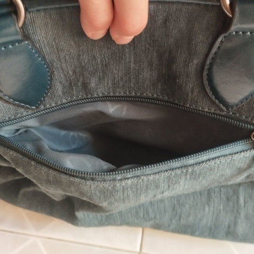 Dudlin Shoulder Bag like new with colorful embroidery and denim texture