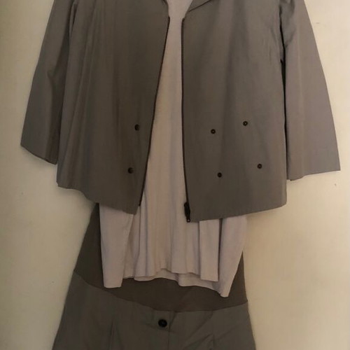 Formes Paris khaki maternity set with jacket, tops and skirt
