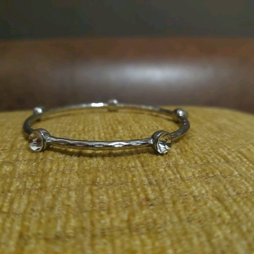 Silver bracelets set of 3 like new with stones and glitter