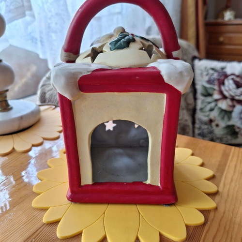 Christmas ceramic candle holder like new