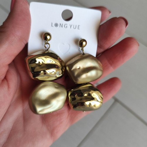 Longyue earrings new, gold matte and shiny, 5cm