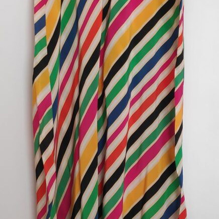 Striped multicolored midi dress with satin texture one size