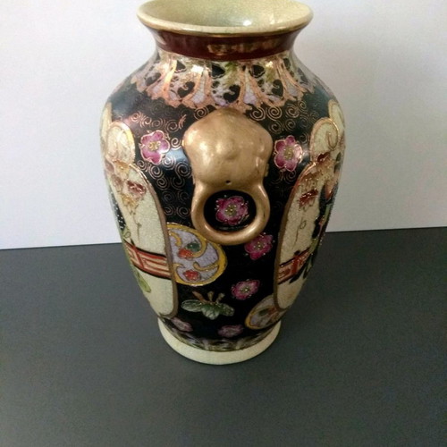 Satsuma vase set used, height 32 cm and 26 cm