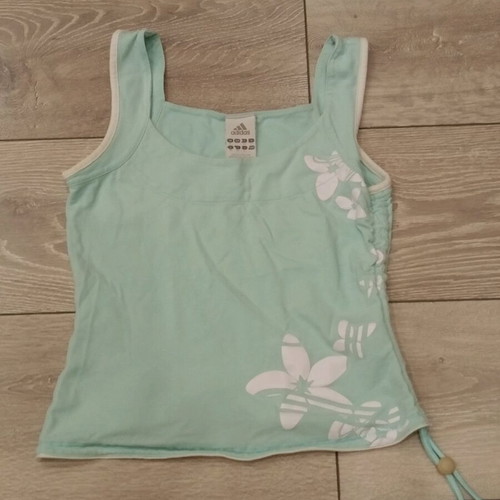Adidas women's top with floral print used, mint and white