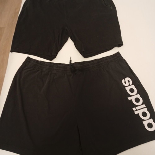 Two black sports shorts, 4XL, one Adidas