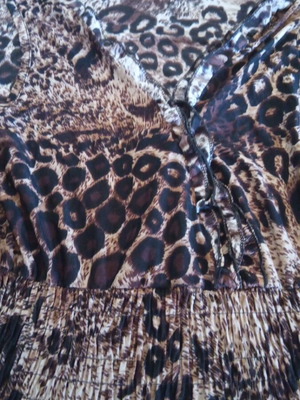 Maxi dress with tiger print, size 12-14, brown