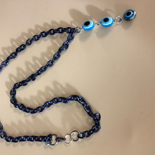 Chunky Dark Blue Evil Eye Chain Necklace new, Y2K alternative jewelry