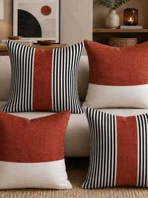 Decorative cushion covers set of 4 50×50 cm in terracotta, black and white