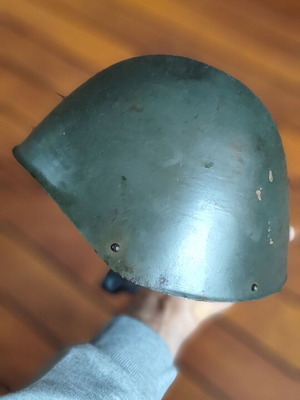 Greek World War II helmet used with white leather interior