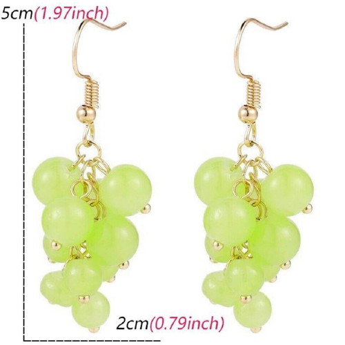 Green grape cluster earrings, fresh summer style