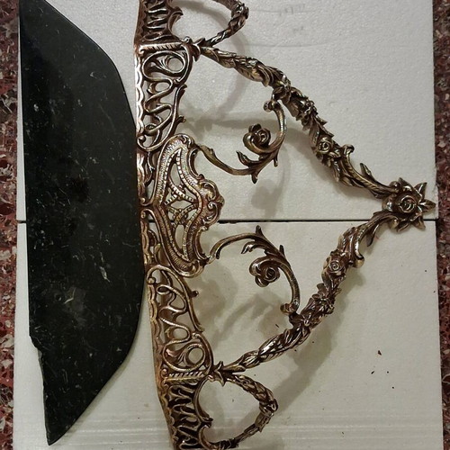 Antique entry console with mirror and marble wall mount used