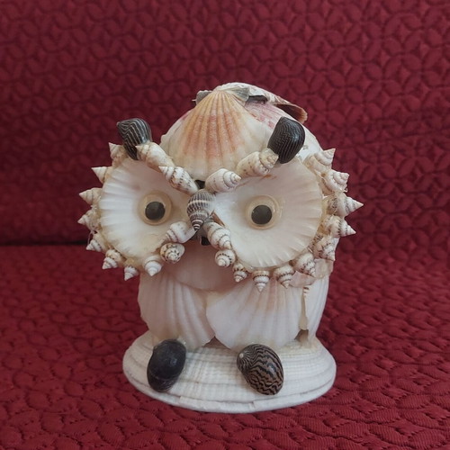 Handmade decorative owl from natural seashells, like new