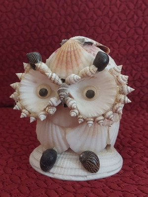 Handmade decorative owl from natural seashells, like new